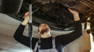 Mechanic working on a car